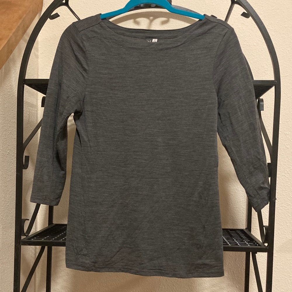 ibex Women's Dark Gray 3/4 Sleeve Merino Top